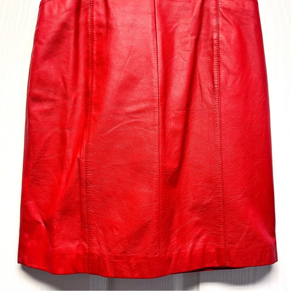 VTG. 80's WILSONS Red Leather MOB WIFE Skirt - Sz 8 - Picture 8 of 15